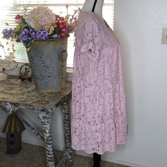 NEW Umgee Pink Lace Soft Girl Shift Dress SzS NWT - Picture 3 of 9